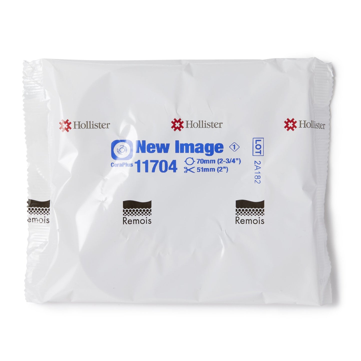 New Image™ CeraPlus™ Ostomy Barrier Trim to Fit, Extended Wear Adhesive Tape Borders 70 mm Flange Blue Code System Up to 2 Inch Opening (1158425_BX)