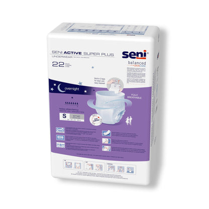 Seni® Active Super Plus Unisex Adult Absorbent Underwear Pull On with Tear Away Seams Small Disposable Heavy Absorbency (1163860_PK)