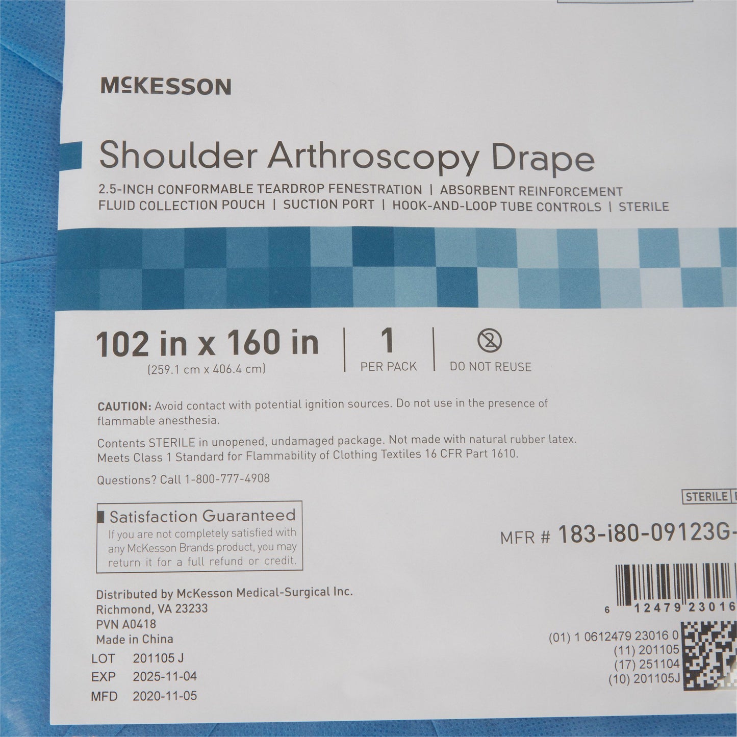 McKesson Orthopedic Drape Shoulder Arthroscopy Drape 102 W X 160 L Inch Sterile (1101303_PK)