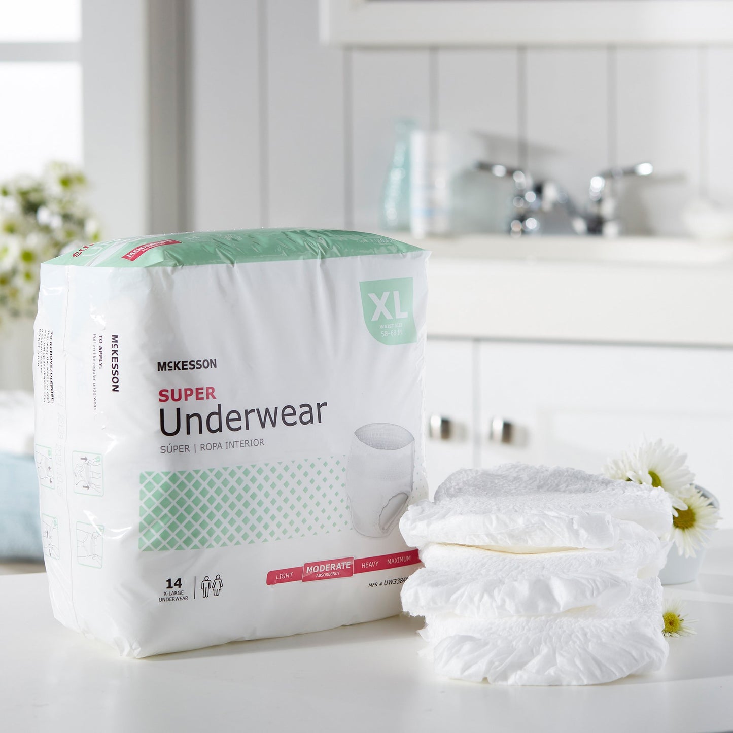 McKesson Unisex Adult Absorbent Underwear Pull On with Tear Away Seams X-Large Disposable Moderate Absorbency (1123834_CS)