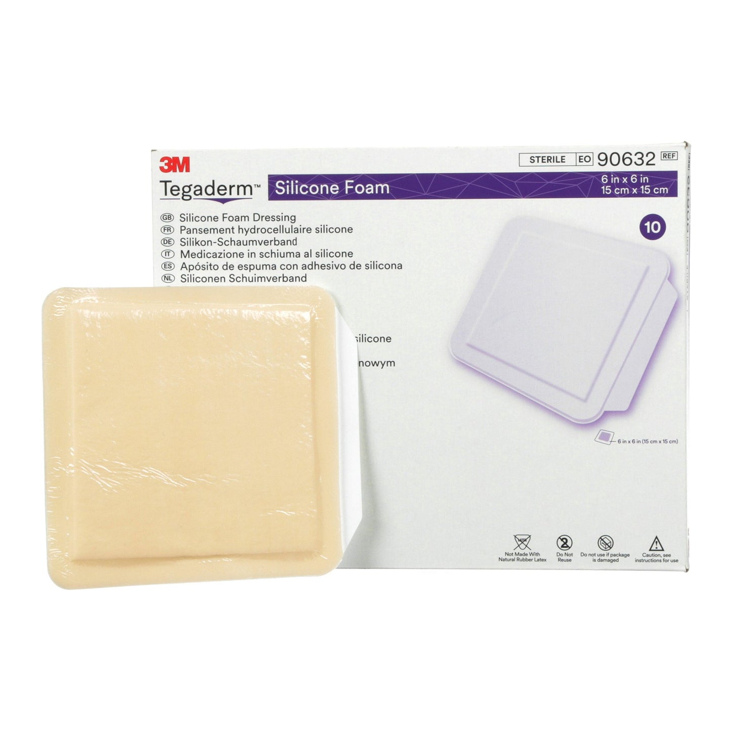 3M™ Tegaderm™ Foam Dressing 4 X 4-1/4 Inch Without Border Film Backing Silicone Face Square Sterile (1078884_EA)