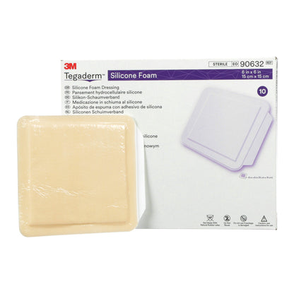 3M™ Tegaderm™ Foam Dressing 4 X 4-1/4 Inch Without Border Film Backing Silicone Face Square Sterile (1078884_EA)