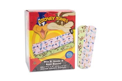 Looney Tunes™ Stat Strip® Adhesive Strip 3/4 X 3 Inch Plastic Rectangle Kid Design (Looney Tunes Wile Coyote / Roadrunner) Sterile (278008_BX)