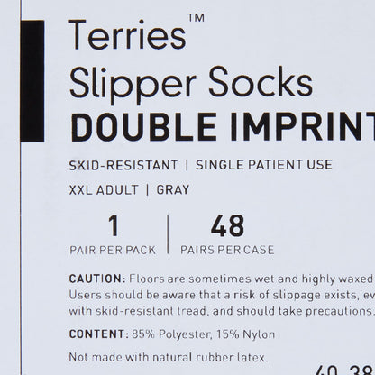 McKesson Terries™ Slipper Socks Unisex Adult 2X-Large Double Tread Single Patient Use Gray (558996_PR)