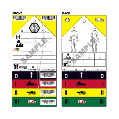 Mettag® Triage Tag For Emergency Sites Green / White / Yellow 4 X 8-1/4 Inch Blood / Water Proof (902733_EA)