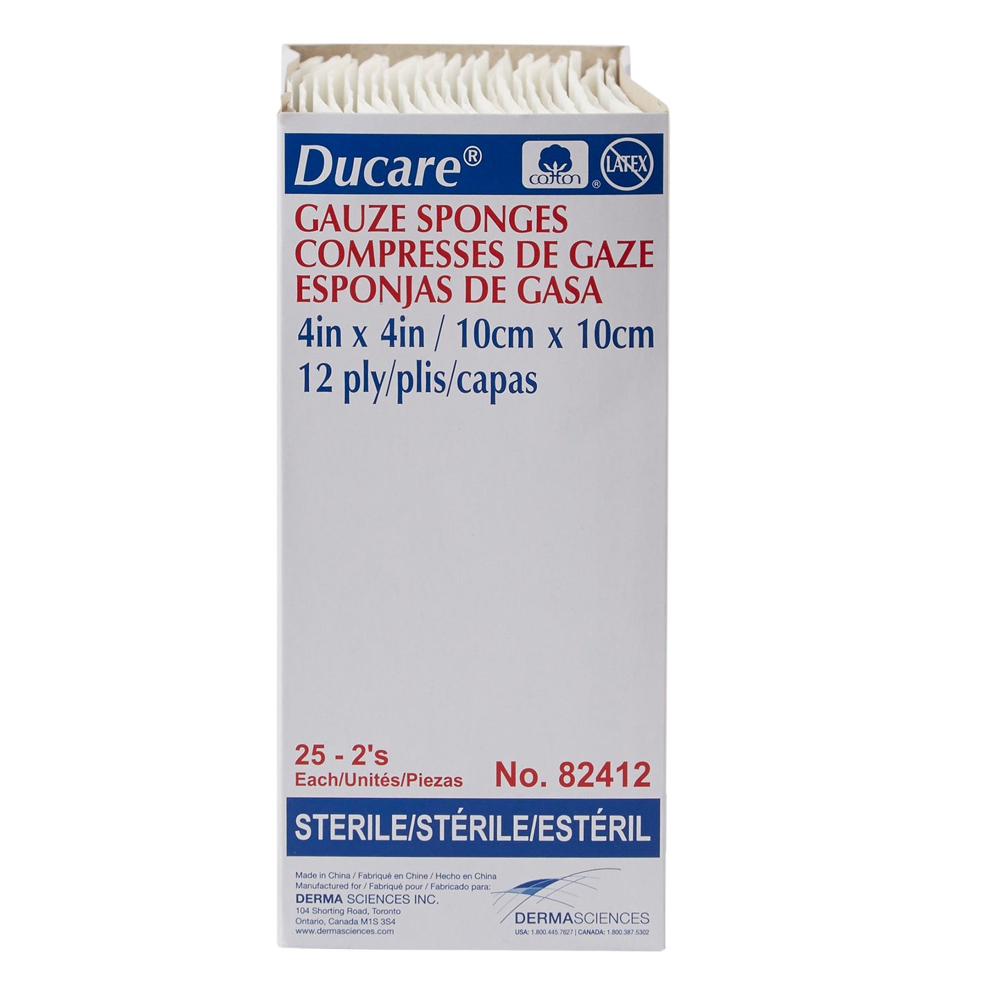 Ducare Gauze Sponge 4 X 4 Inch 12-Ply Sterile 2 per Pack (645795_PK)