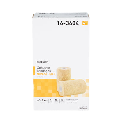 McKesson Cohesive Bandage 4 Inch X 5 Yard Self-adherent Closure Tan NonSterile Standard Compression (464154_PK)