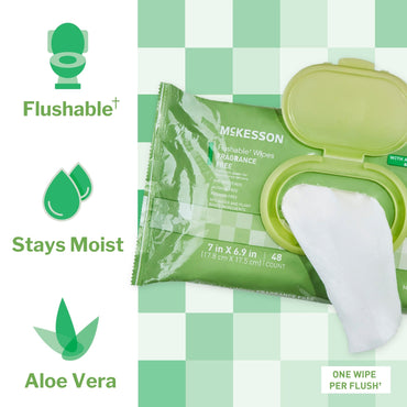 McKesson Flushable Personal Wipe Soft Pack Unscented 48 Count (1241749_PK)