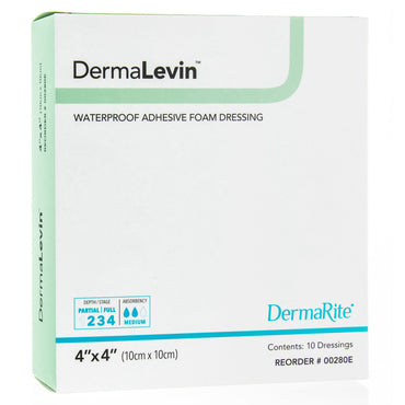 DermaLevin® Foam Dressing 4 X 4 Inch With Border Waterproof Backing Hydrocolloid Adhesive Square Sterile (896849_EA)