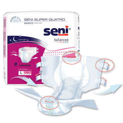 Seni® Super Quatro Unisex Adult Incontinence Brief Large Disposable Heavy Absorbency (1163835_PK)