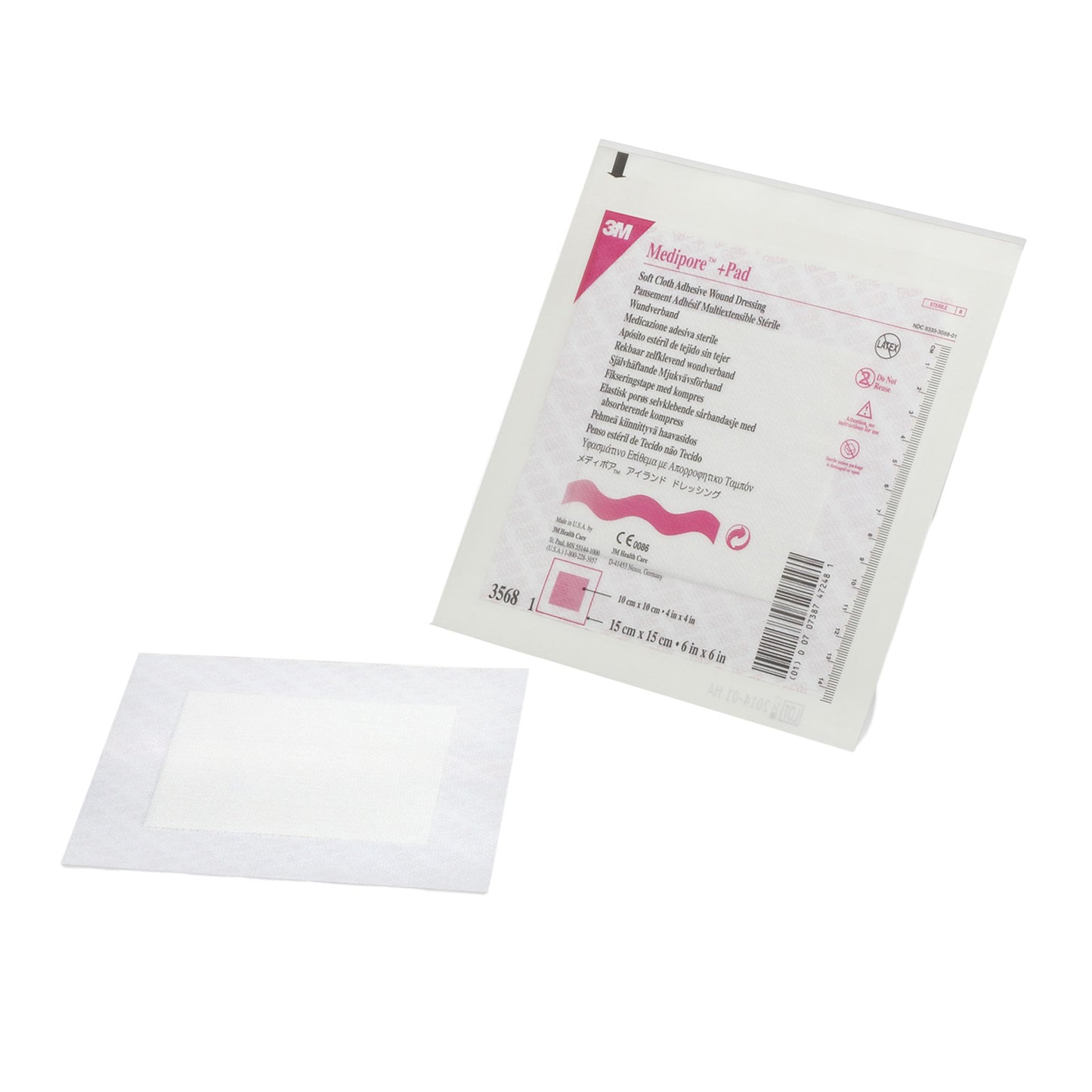 3M™ Medipore™ Adhesive Dressing 6 X 6 Inch Soft Cloth Square White Sterile (378957_EA)