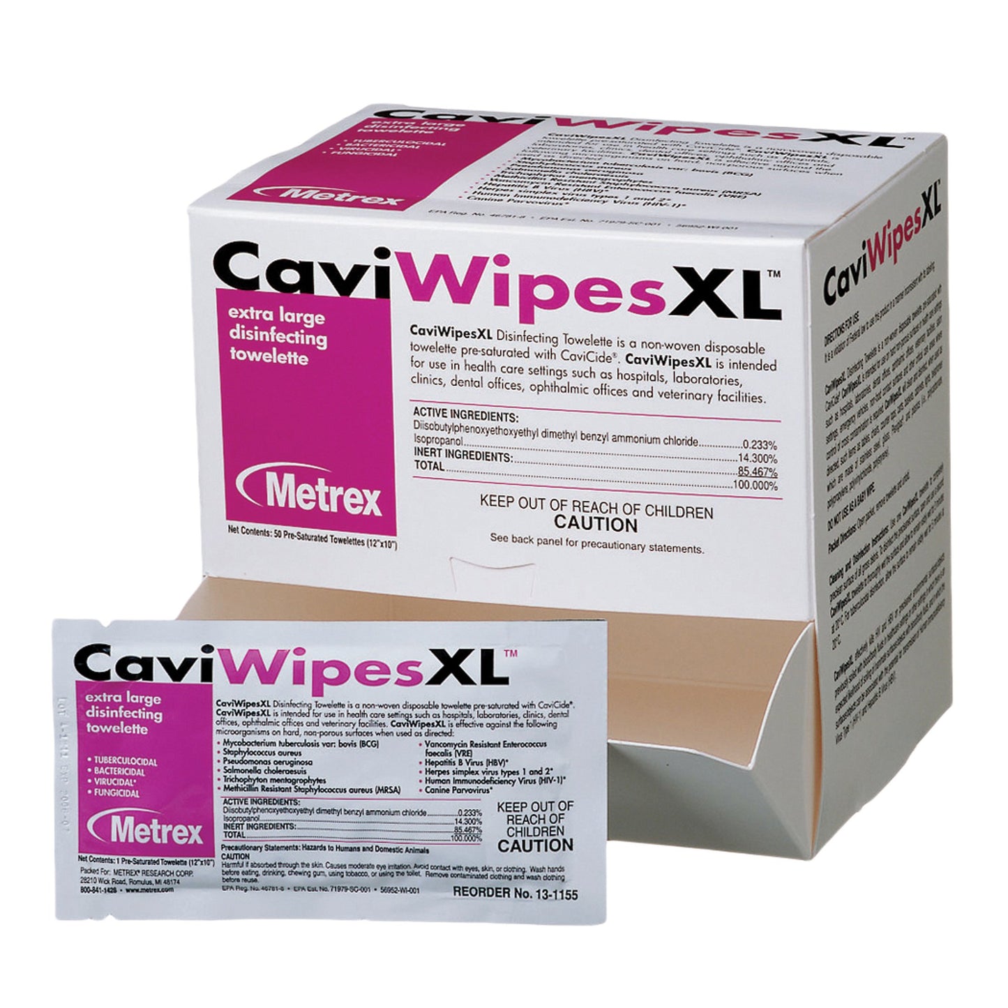CaviWipes™ Surface Disinfectant Premoistened Alcohol Based Manual Pull Wipe 50 Count Individual Packet Alcohol Scent NonSterile (496463_CS)