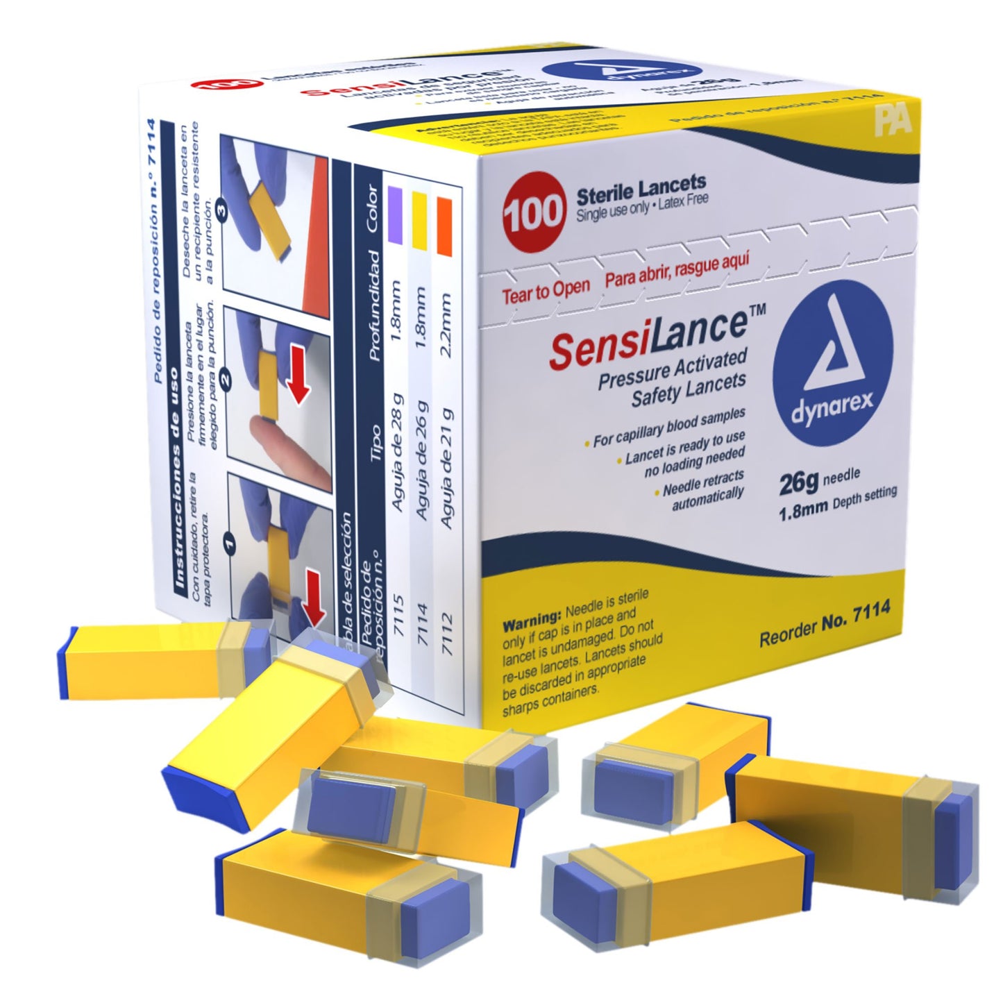 SensiLance™ Safety Lancet 26 Gauge Retractable Pressure Activated Finger (827020_BX)