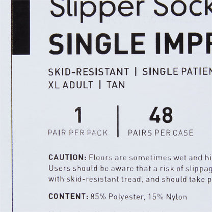 McKesson Slipper Socks Unisex Adult X-Large Single Tread Single Patient Use Tan (1038460_PR)