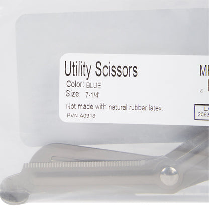 McKesson Medicut™ Trauma Shears 7-1/4 Inch Length Medical Grade Stainless Steel Blue Finger Ring Handle Angled Blunt Tip / Blunt Tip (1078271_EA)