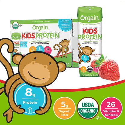 Orgain® Kids Protein™ Organic Nutritional Shake Pediatric Oral Supplement Strawberry Flavor 8.25 oz. Carton Liquid Organic (1104659_EA)