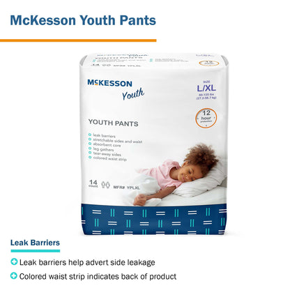 McKesson Unisex Youth Absorbent Underwear Pull On with Tear Away Seams Large / X-Large Disposable Heavy Absorbency (1198055_BG)