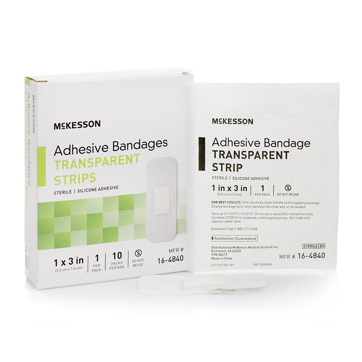 McKesson Waterproof Adhesive Strip 1 X 3 Inch Silicone Rectangle Sheer Sterile (1083097_EA)