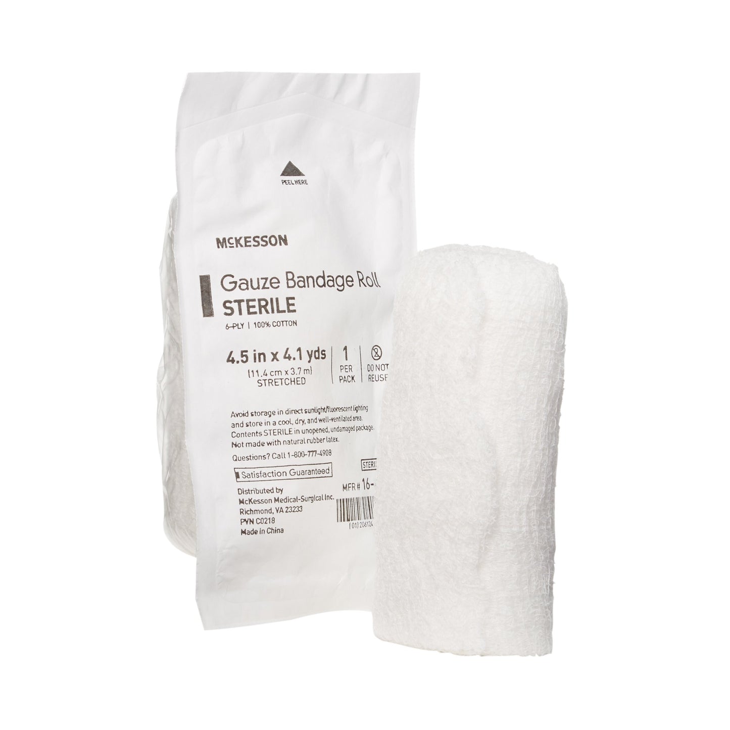 McKesson Fluff Bandage Roll 4-1/2 Inch X 4-1/10 Yard 6-Ply Sterile 1 per Pack (446051_RL)