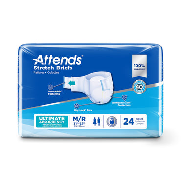 Attends® Stretch Unisex Adult Incontinence Brief Medium / Regular Disposable Heavy Absorbency (980213_CS)