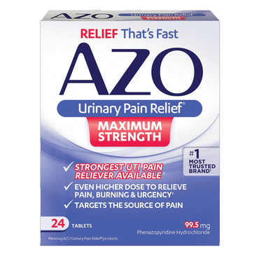 AZO® Maximum Strength Urinary Pain Relief 99.5 mg Strength Phenazopyridine Hydrochloride Tablet 24 per Box (1268926_BX)