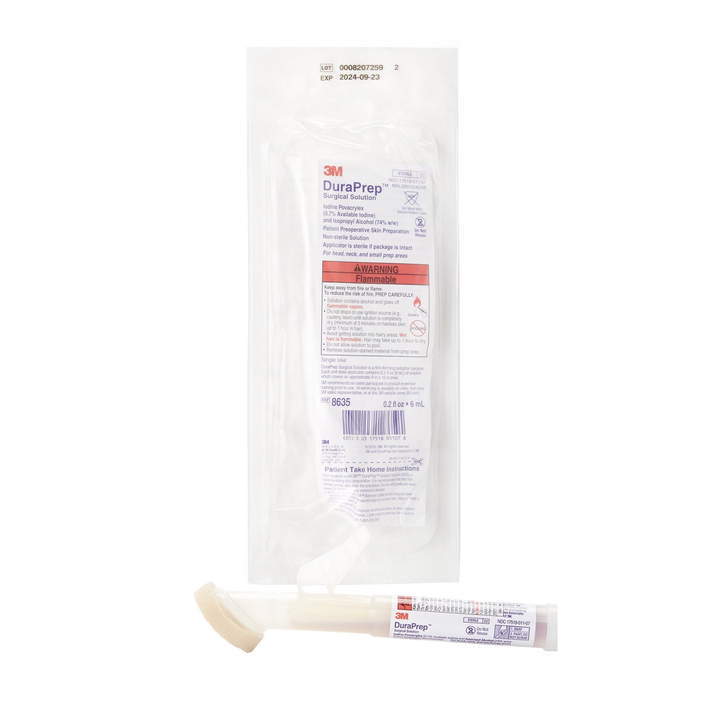 3M™ DuraPrep™ Skin Prep Solution 6 mL Foam Applicator 0.7% / 74% Strength Iodine Povacrylex / Isopropyl Alcohol NonSterile (202719_CS)