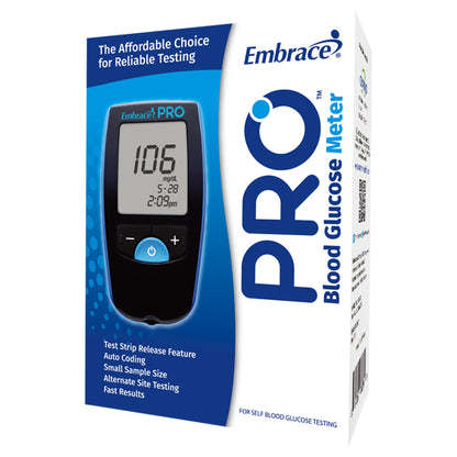 Embrace® Blood Glucose Meter 5 Second Results Stores up to 500 Results No Coding Required (1040073_EA)