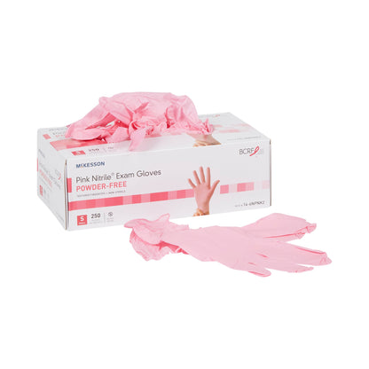 McKesson Pink Nitrile® Exam Glove Small NonSterile Nitrile Standard Cuff Length Textured Fingertips Pink Not Rated (1065401_BX)
