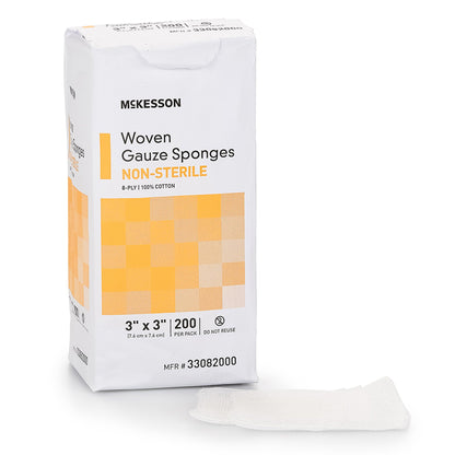 McKesson Gauze Sponge 3 X 3 Inch 8-Ply NonSterile 200 per Pack (446030_CS)