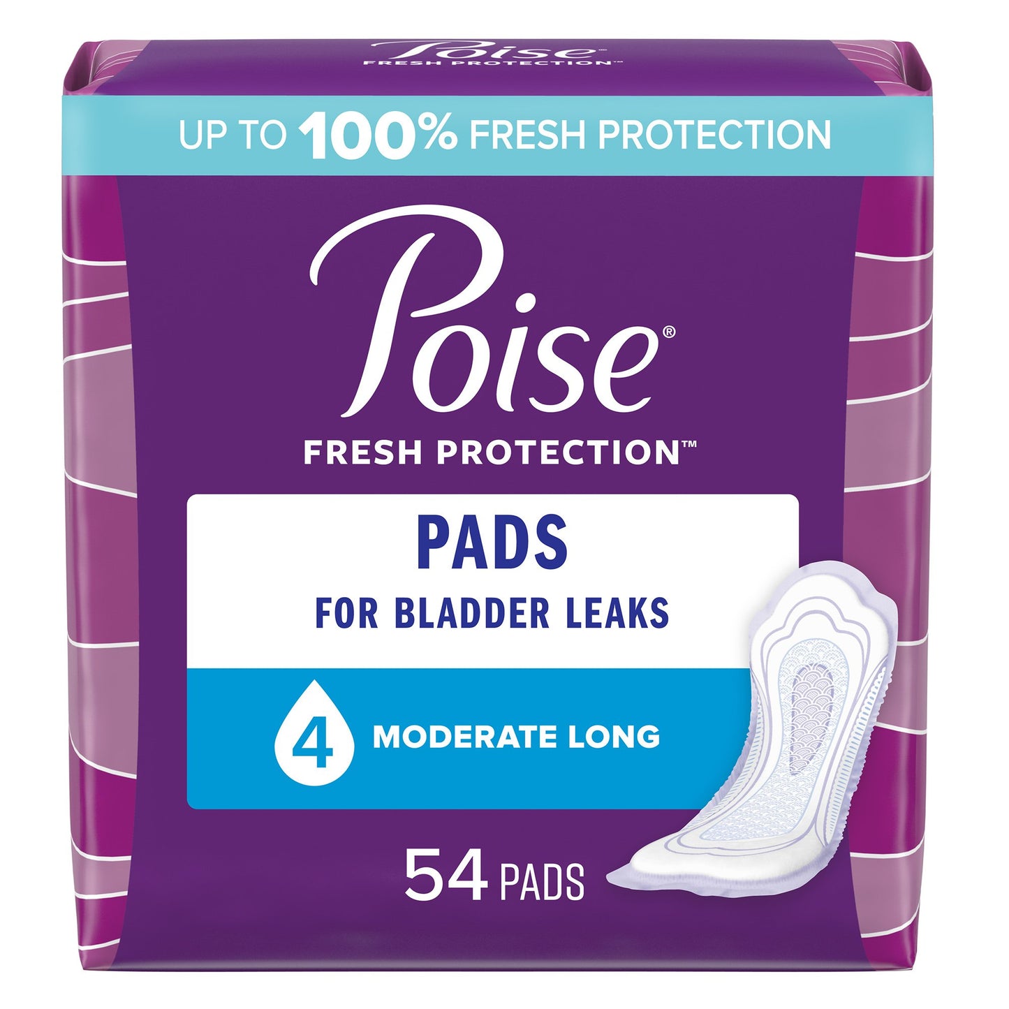 Poise® Fresh Protection™ Bladder Control Pad 12.20 Inch Length Moderate Absorbency Sodium Polyacrylate Core One Size Fits Most (1100865_CS)