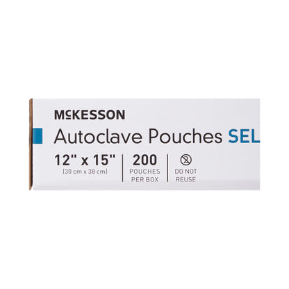 McKesson Sterilization Pouch Ethylene Oxide (EO) Gas / Steam 12 X 15 Inch Transparent Blue / White Self Seal Paper / Film (960947_CS)