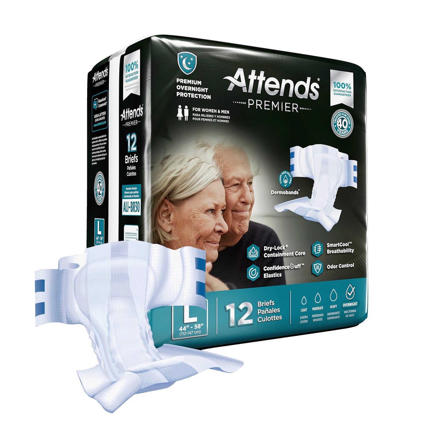 Attends® Premier Unisex Adult Incontinence Brief Large Disposable Heavy Absorbency (1128074_CS)