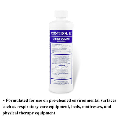 Control III® Disinfectant Germicide Surface Disinfectant Cleaner Quaternary Based Manual Pour Liquid Concentrate 16 oz. Bottle Benzaldehyde Scent NonSterile (484971_EA)