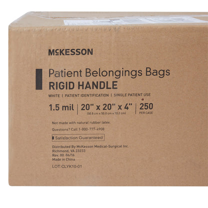 McKesson Patient Belongings Bag 4 X 20 X 20 Inch Polyethylene Snap Closure White (447757_CS)