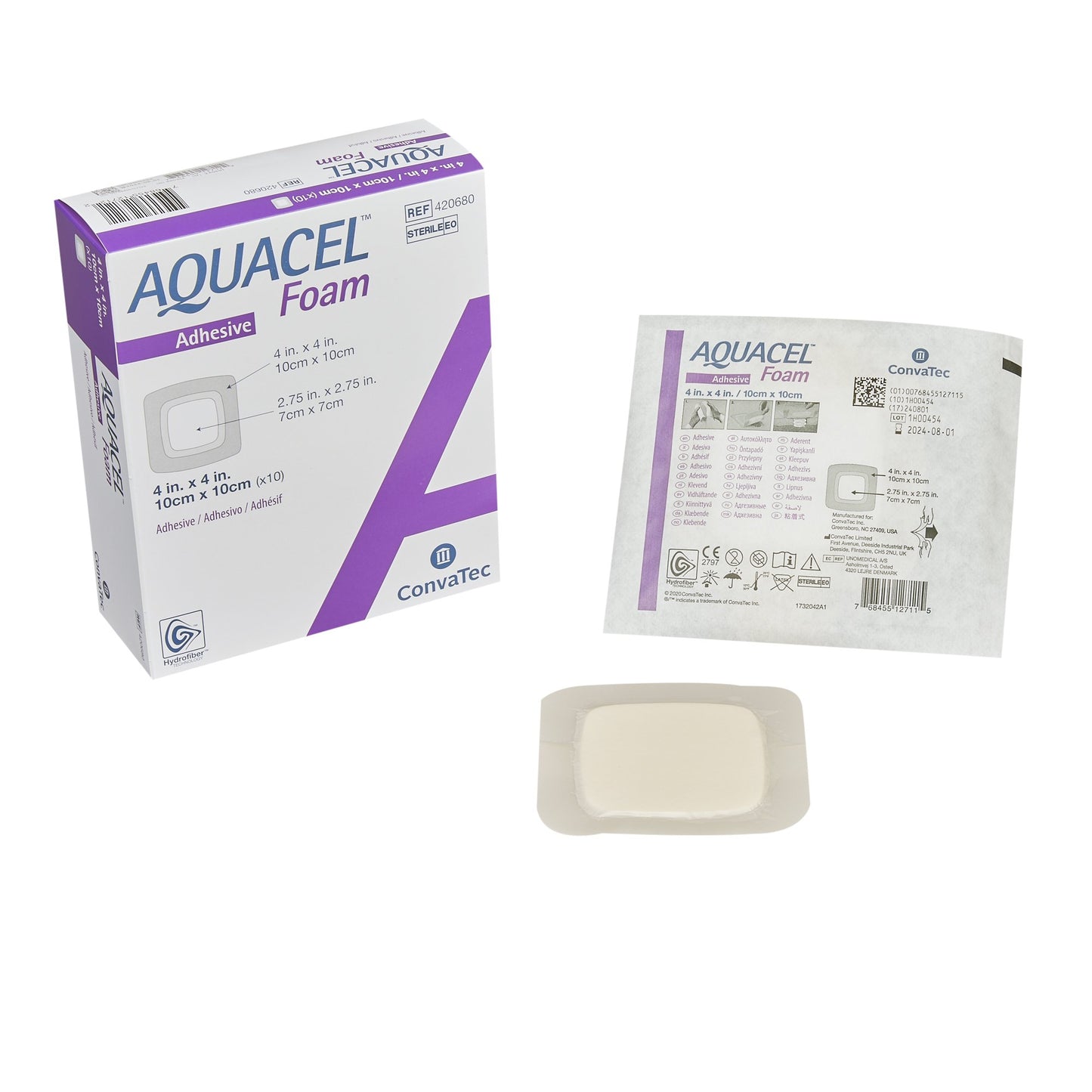 Aquacel® Foam Dressing 4 X 4 Inch With Border Waterproof Film Backing Silicone Adhesive Square Sterile (1156827_BX)