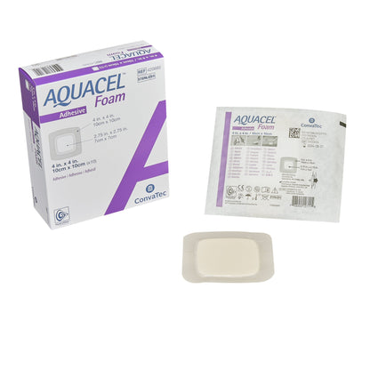 Aquacel® Foam Dressing 4 X 4 Inch With Border Waterproof Film Backing Silicone Adhesive Square Sterile (1156827_EA)