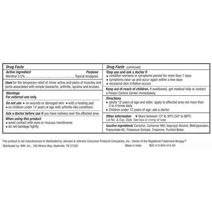 CareAll® Muscle and Joint Topical Pain Relief 2.5% Strength Menthol Topical Gel 3 oz. (838875_CS)