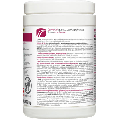Dispatch® with Bleach Surface Disinfectant Cleaner Premoistened Manual Pull Wipe 150 Count Canister Fruity Floral Bleach Scent NonSterile (735385_PK)