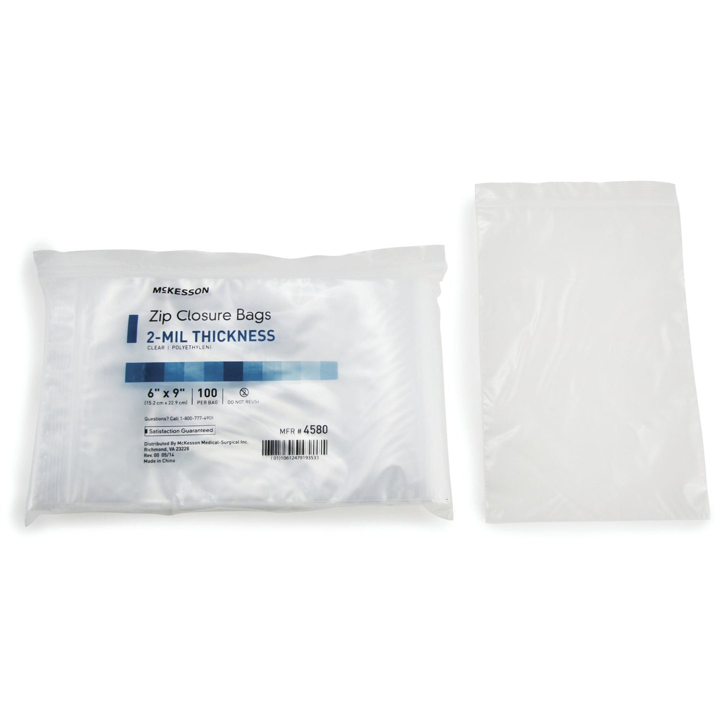 McKesson Reclosable Bag 6 X 9 Inch Polyethylene Clear Zipper Closure (911643_CS)