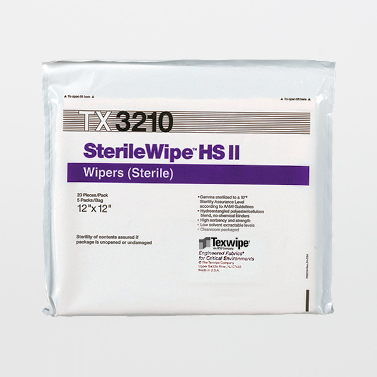 SterileWipe™ Cleanroom Wipe ISO Class 5 - 8 100 Count Bag 12 X 12 Inch Sterile Reusable (1137886_BG)