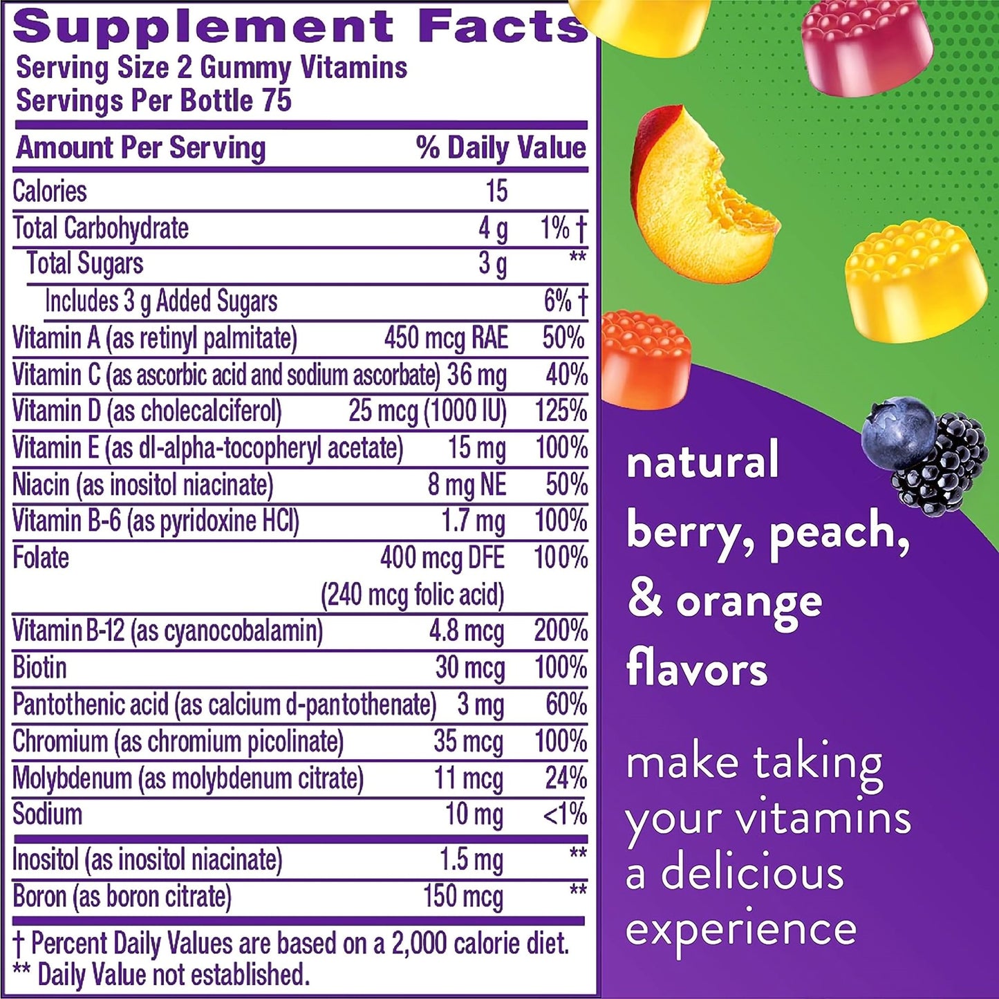 Vitafusion® MultiVites® Multivitamin Supplement Vitamin A / Ascorbic Acid / Vitamin D 2,500 IU - 800 IU - 20 mg Strength Gummy 150 per Bottle Assorted Fruit Flavor (830734_BT)