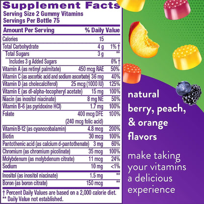 Vitafusion® MultiVites® Multivitamin Supplement Vitamin A / Ascorbic Acid / Vitamin D 2,500 IU - 800 IU - 20 mg Strength Gummy 150 per Bottle Assorted Fruit Flavor (830734_BT)