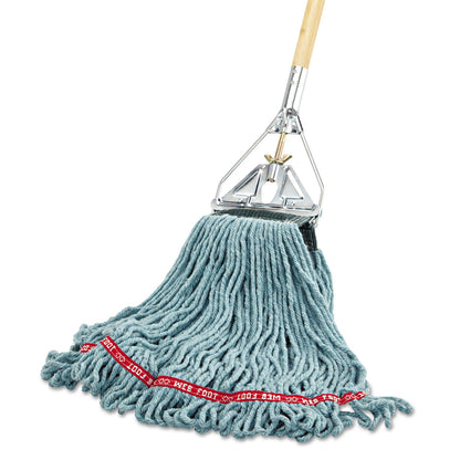 Rubbermaid Web Foot Wet Mop Head, Shrinkless, Cotton/Synthetic, Green, Medium, 6/Carton (A25206GN)
