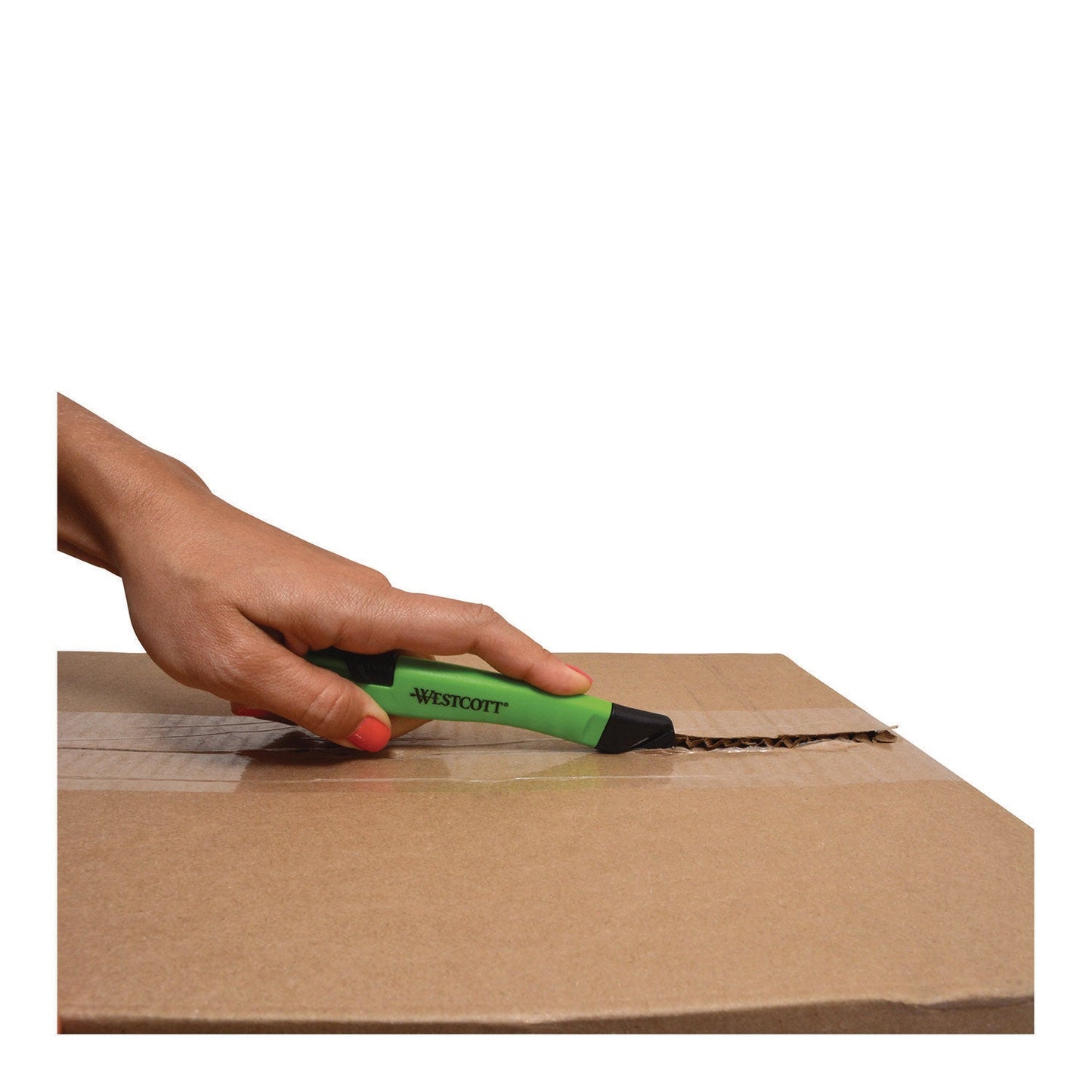 Westcott Safety Ceramic Blade Box Cutter, 0.5" Blade, 5.7" Plastic Handle, Green (ACM17969)