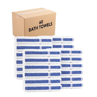 Hospeco® Admiral Hospitality Bath Towel 24x48 Blue Stripe, Case of 60 (HOSADMIRAL-B-8BCS)