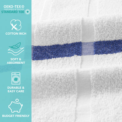 Hospeco® Admiral Hospitality Bath Towel 24x48 Blue Stripe, Case of 60 (HOSADMIRAL-B-8BCS)