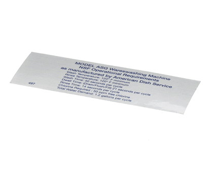 American Dish Service 089-9215 Decal, Nsf Model Asq (ADS089-9215)