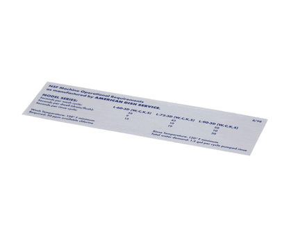 American Dish Service 089-9285 Decal, Nsf Model L Series (ADS089-9285)