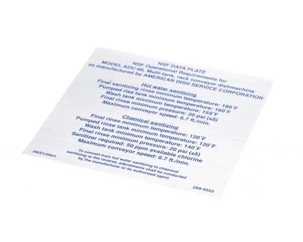 American Dish Service 289-9222 Decal, Nsf, Adc-66 (ADS289-9222)
