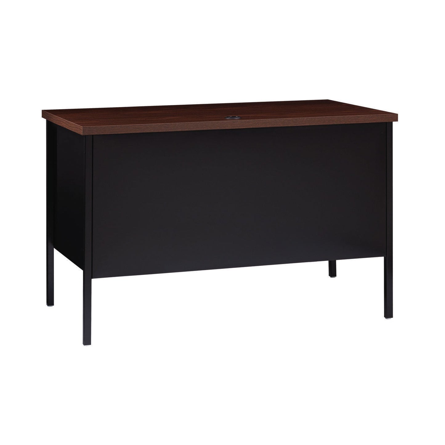 Alera Single Pedestal Steel Desk, 45.5" x 24" x 29.5", Mocha/Black, Black Legs (ALEHSD4524BM)